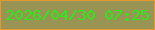 文字の大きさ：4、枠の色：e19930、背景の色：999354、文字の色：29ed1b 無料ブログパーツのブログ時計