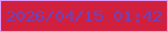 文字の大きさ：5、枠の色：e19bf9、背景の色：d11f3e、文字の色：6b44bc 無料ブログパーツのブログ時計