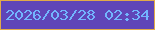 文字の大きさ：3、枠の色：e1aa49、背景の色：5f45b8、文字の色：72b5fe 無料ブログパーツのブログ時計