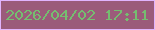 文字の大きさ：2、枠の色：e1b4fd、背景の色：9b5b7a、文字の色：75bd70 無料ブログパーツのブログ時計