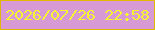 文字の大きさ：5、枠の色：e1b703、背景の色：d89ad4、文字の色：f6f62e 無料ブログパーツのブログ時計