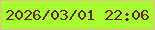 文字の大きさ：1、枠の色：e1be89、背景の色：a7ff31、文字の色：61291f 無料ブログパーツのブログ時計
