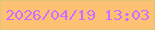 文字の大きさ：2、枠の色：e1c578、背景の色：fcc173、文字の色：cb6ffd 無料ブログパーツのブログ時計