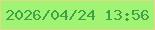 文字の大きさ：5、枠の色：e1d889、背景の色：a0f373、文字の色：3ea246 無料ブログパーツのブログ時計