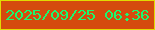 文字の大きさ：2、枠の色：e1db03、背景の色：d54b0e、文字の色：1af86f 無料ブログパーツのブログ時計