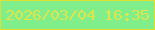 文字の大きさ：2、枠の色：e1df2e、背景の色：81ee8c、文字の色：dfe64c 無料ブログパーツのブログ時計