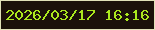 文字の大きさ：2、枠の色：e1e1b8、背景の色：1b110a、文字の色：abe91e 無料ブログパーツのブログ時計