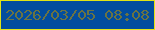 文字の大きさ：4、枠の色：e1e416、背景の色：024d9e、文字の色：6a7343 無料ブログパーツのブログ時計