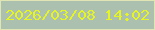 文字の大きさ：5、枠の色：e1e5b4、背景の色：acc0b0、文字の色：e5f521 無料ブログパーツのブログ時計