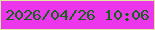文字の大きさ：4、枠の色：e1e9a1、背景の色：ec36eb、文字の色：136319 無料ブログパーツのブログ時計