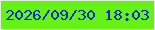 文字の大きさ：3、枠の色：e1ece2、背景の色：65f214、文字の色：0229c9 無料ブログパーツのブログ時計