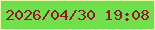 文字の大きさ：1、枠の色：e1faa9、背景の色：6fe04b、文字の色：99141e 無料ブログパーツのブログ時計