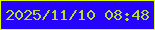 文字の大きさ：5、枠の色：e1fe04、背景の色：2603fb、文字の色：b3e130 無料ブログパーツのブログ時計