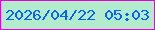 文字の大きさ：4、枠の色：e202d5、背景の色：b2eccd、文字の色：0562fb 無料ブログパーツのブログ時計