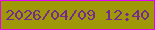 文字の大きさ：5、枠の色：e202f6、背景の色：9f990a、文字の色：742b8d 無料ブログパーツのブログ時計