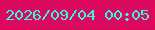 文字の大きさ：2、枠の色：e20457、背景の色：db0a5e、文字の色：36f7e3 無料ブログパーツのブログ時計