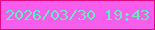 文字の大きさ：3、枠の色：e20781、背景の色：f85dec、文字の色：64ecbd 無料ブログパーツのブログ時計