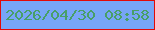 文字の大きさ：2、枠の色：e20908、背景の色：77a5f7、文字の色：489f67 無料ブログパーツのブログ時計