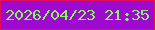 文字の大きさ：5、枠の色：e20f56、背景の色：9e09d0、文字の色：85f85e 無料ブログパーツのブログ時計
