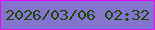 文字の大きさ：2、枠の色：e210f1、背景の色：8474cd、文字の色：204a05 無料ブログパーツのブログ時計