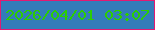 文字の大きさ：3、枠の色：e21a72、背景の色：337cb9、文字の色：2ccd02 無料ブログパーツのブログ時計