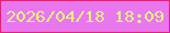 文字の大きさ：4、枠の色：e22377、背景の色：e977ef、文字の色：e3f879 無料ブログパーツのブログ時計