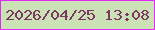 文字の大きさ：2、枠の色：e22af8、背景の色：cbe1b6、文字の色：7c3760 無料ブログパーツのブログ時計