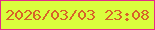 文字の大きさ：5、枠の色：e22c8a、背景の色：dafd3d、文字の色：d76429 無料ブログパーツのブログ時計