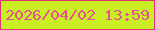 文字の大きさ：1、枠の色：e23175、背景の色：c9ee24、文字の色：e55193 無料ブログパーツのブログ時計