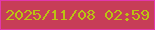 文字の大きさ：3、枠の色：e237ac、背景の色：c73d57、文字の色：bbc213 無料ブログパーツのブログ時計