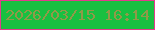 文字の大きさ：2、枠の色：e23b8d、背景の色：18c041、文字の色：919948 無料ブログパーツのブログ時計