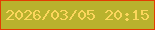 文字の大きさ：1、枠の色：e23d03、背景の色：b9b22d、文字の色：fcd65c 無料ブログパーツのブログ時計