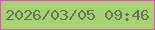 文字の大きさ：2、枠の色：e24dca、背景の色：a6d370、文字の色：68725e 無料ブログパーツのブログ時計