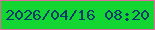文字の大きさ：5、枠の色：e268a0、背景の色：13d632、文字の色：013c6d 無料ブログパーツのブログ時計