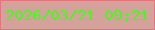 文字の大きさ：4、枠の色：e2767c、背景の色：d5a19b、文字の色：3eff16 無料ブログパーツのブログ時計