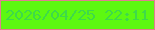 文字の大きさ：5、枠の色：e27d91、背景の色：5df811、文字の色：3eda49 無料ブログパーツのブログ時計