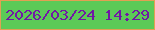 文字の大きさ：4、枠の色：e2a053、背景の色：5cca57、文字の色：7118a5 無料ブログパーツのブログ時計