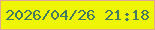 文字の大きさ：3、枠の色：e2a695、背景の色：eff507、文字の色：467a5d 無料ブログパーツのブログ時計
