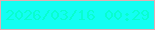 文字の大きさ：3、枠の色：e2adb2、背景の色：13fef3、文字の色：08fecf 無料ブログパーツのブログ時計