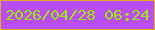 文字の大きさ：5、枠の色：e2b01b、背景の色：ba4efe、文字の色：9de804 無料ブログパーツのブログ時計