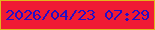 文字の大きさ：3、枠の色：e2b51d、背景の色：f01a34、文字の色：250ec6 無料ブログパーツのブログ時計