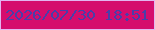 文字の大きさ：5、枠の色：e2b5f0、背景の色：d50c6d、文字の色：4a3ea9 無料ブログパーツのブログ時計