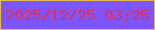 文字の大きさ：2、枠の色：e2ba57、背景の色：7c56fa、文字の色：f02a42 無料ブログパーツのブログ時計