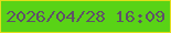 文字の大きさ：1、枠の色：e2de1c、背景の色：59d316、文字の色：5f5168 無料ブログパーツのブログ時計
