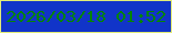 文字の大きさ：3、枠の色：e2eb78、背景の色：1134c9、文字の色：058403 無料ブログパーツのブログ時計
