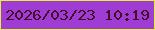 文字の大きさ：3、枠の色：e2f131、背景の色：9e3cd4、文字の色：470e2b 無料ブログパーツのブログ時計