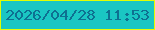 文字の大きさ：2、枠の色：e2fd03、背景の色：1ac6c3、文字の色：0e7091 無料ブログパーツのブログ時計
