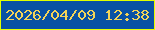 文字の大きさ：1、枠の色：e2ff00、背景の色：0951a4、文字の色：f5d458 無料ブログパーツのブログ時計
