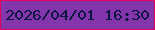 文字の大きさ：2、枠の色：e3005d、背景の色：8435ab、文字の色：0c1642 無料ブログパーツのブログ時計