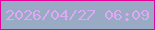 文字の大きさ：5、枠の色：e30598、背景の色：99abc4、文字の色：dda9f3 無料ブログパーツのブログ時計